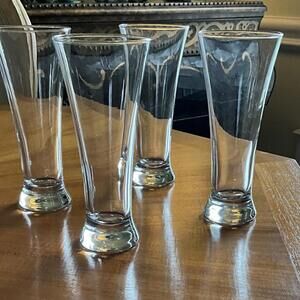 Set of 4 Vintage Pilsner Footed Beer Glasses